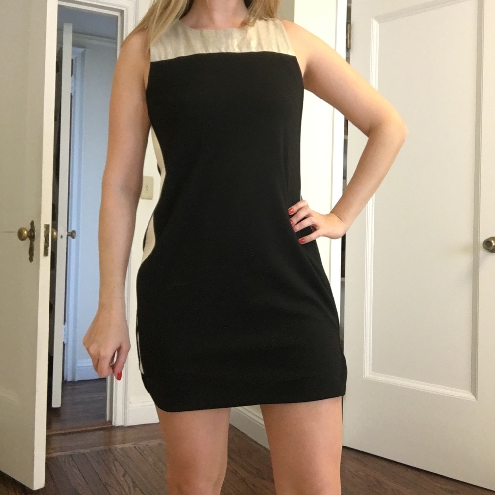 Massimo Dutti black and gold mini dress